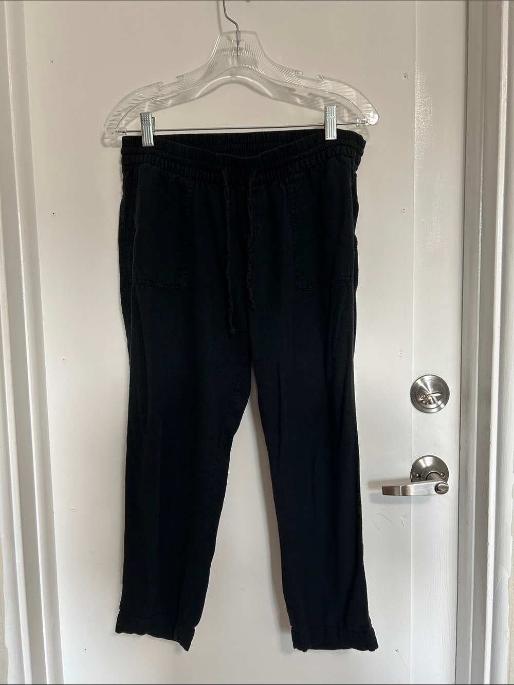 Old Navy Linen Blend Black Drawstring Casual Pants